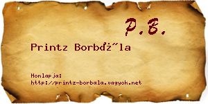 Printz Borbála névjegykártya